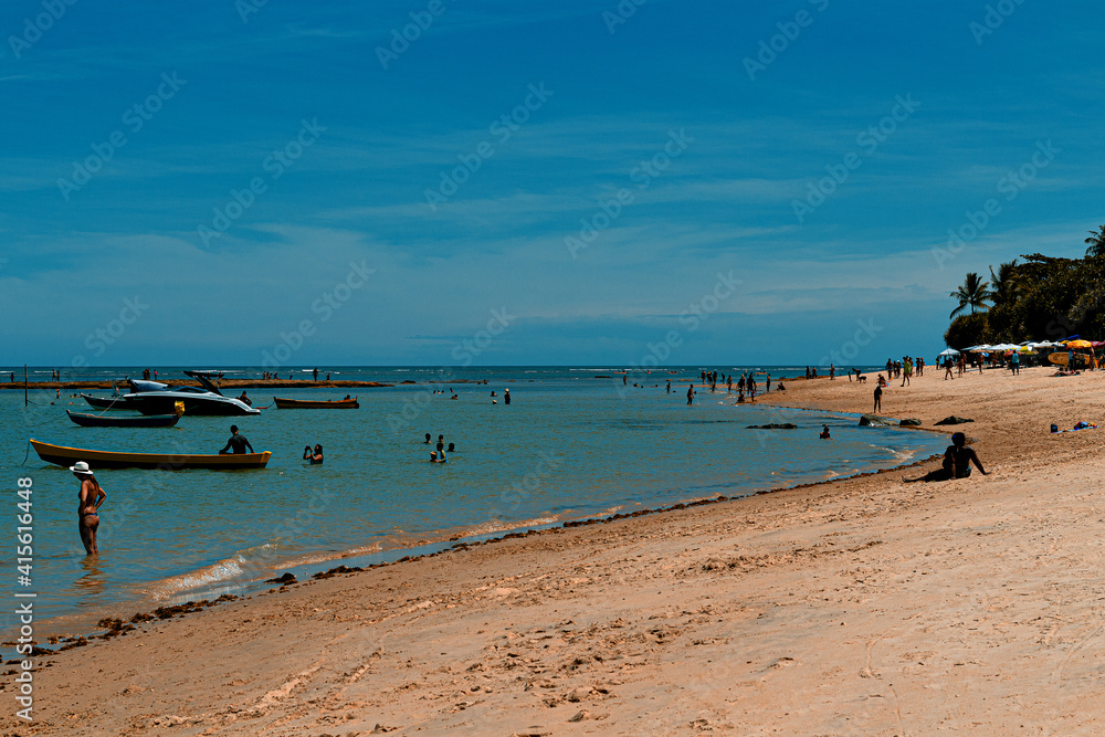 Paisagem da Praia dos pescadores em Arraial D'Ajuda, Porto Seguro, Bahia, Brasil