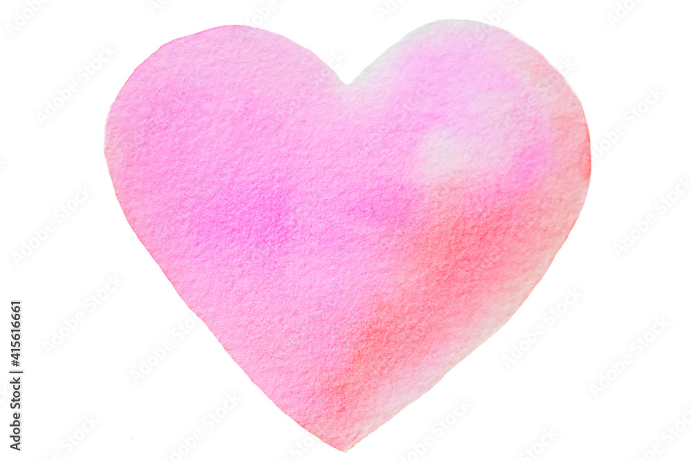 Watercolor or aquarelle painted shape heart