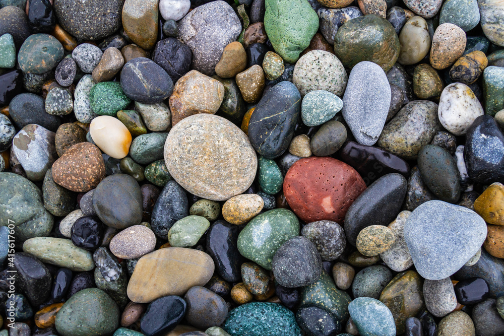 Colorful smooth rocks on the beach Colorful smooth rocks on the beach