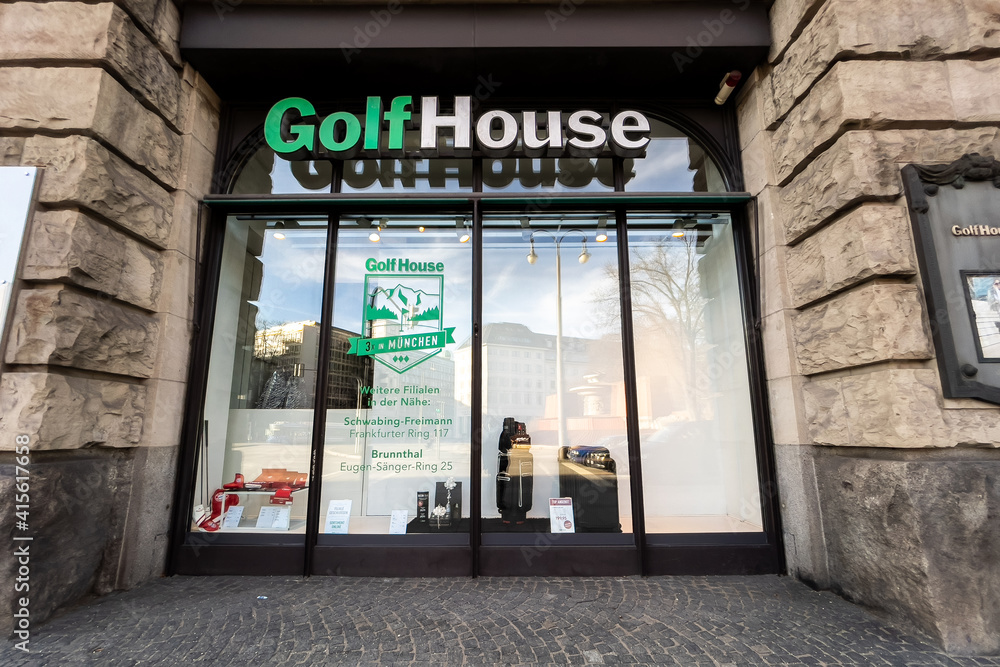 Golf House store sign in Munich, Germany Stock Photo | Adobe Stock