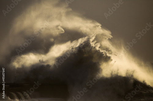 big wave during a storm in Porto, Portugal