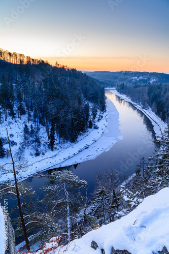 Freezy morning above river Vltava, Czech Republic.