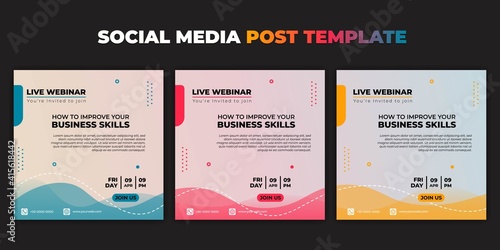 Social media post template. Set of Social media with color choice design. Vector illustration of Webinar invitation banner.