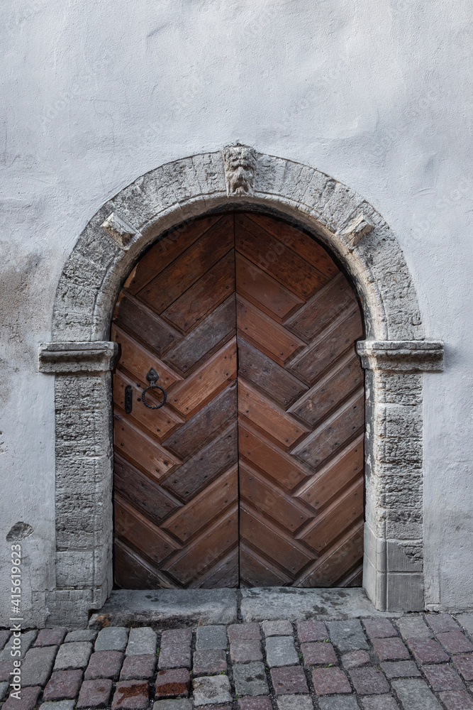 beautiful semicircular wooden antique door