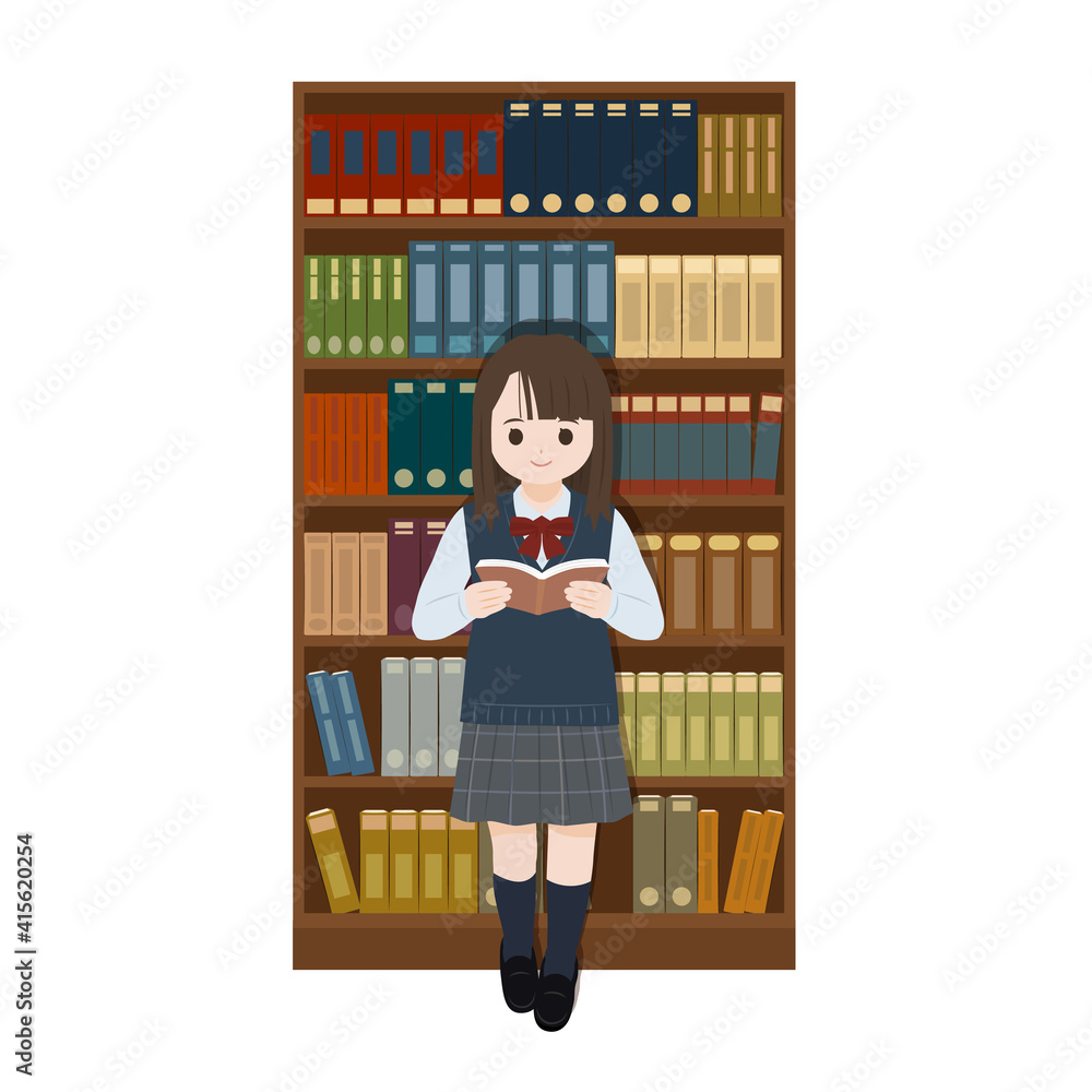 読書 本を読む 学生 女子生徒 美少女 イラスト素材 Stock Vektorgrafik Adobe Stock