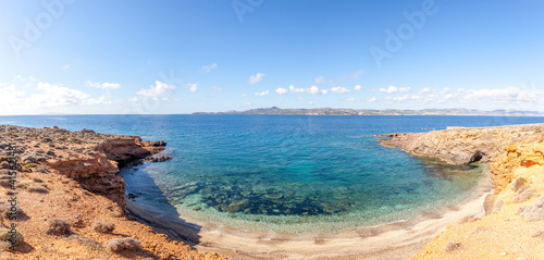 Makronisos island, a desert island in Aegean sea, by the east coast of Attica, Greece. The islet was used for some time as an exile camp for political prisoners, after the Second World War. 