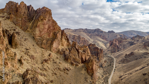 Road winds through beautiful cliffs of Oregon