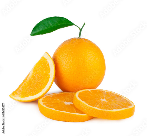 Oranges and slices isolated on a white background