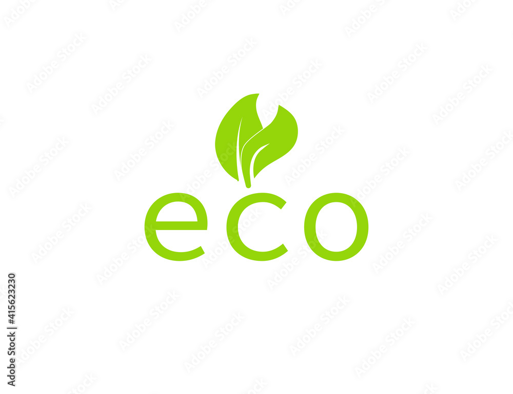 Green leaf, Eco icon on white background. Vector illustration. Green leaf, Eco icon on white background. Vector illustration.