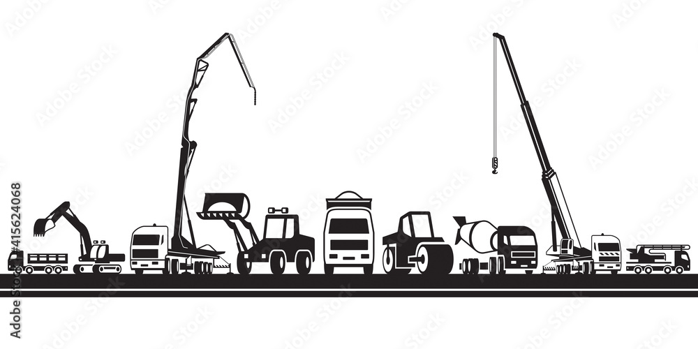 Fototapeta premium Heavy construction machinery – vector illustration