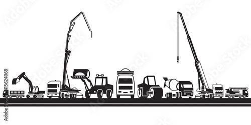 Heavy construction machinery – vector illustration