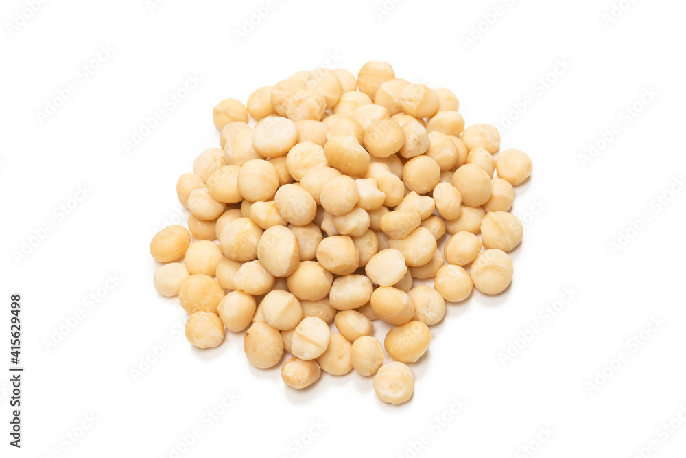 Macadamia nuts isolated on white background. Macadamia nuts isolated on white background.