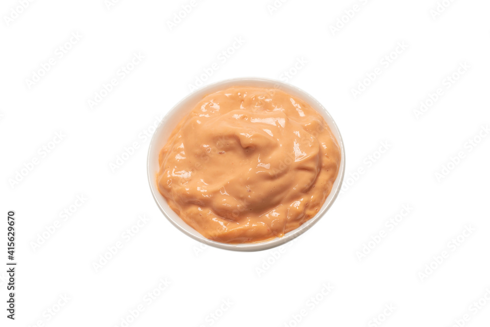 Sauce in a bowl isolated on white. Sauce in a bowl isolated on white.