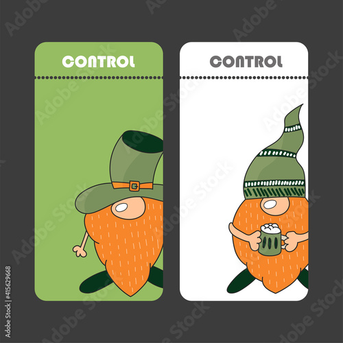 Collection of banners for St. Patrick Day. Simple ticket design with gnome. Flyers can be used for advertising, party.