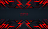 Abstract technology background with dark navy and red neon stripes.