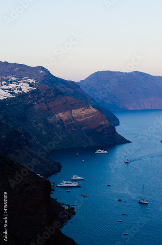 Santorini mountain cliffs and sea