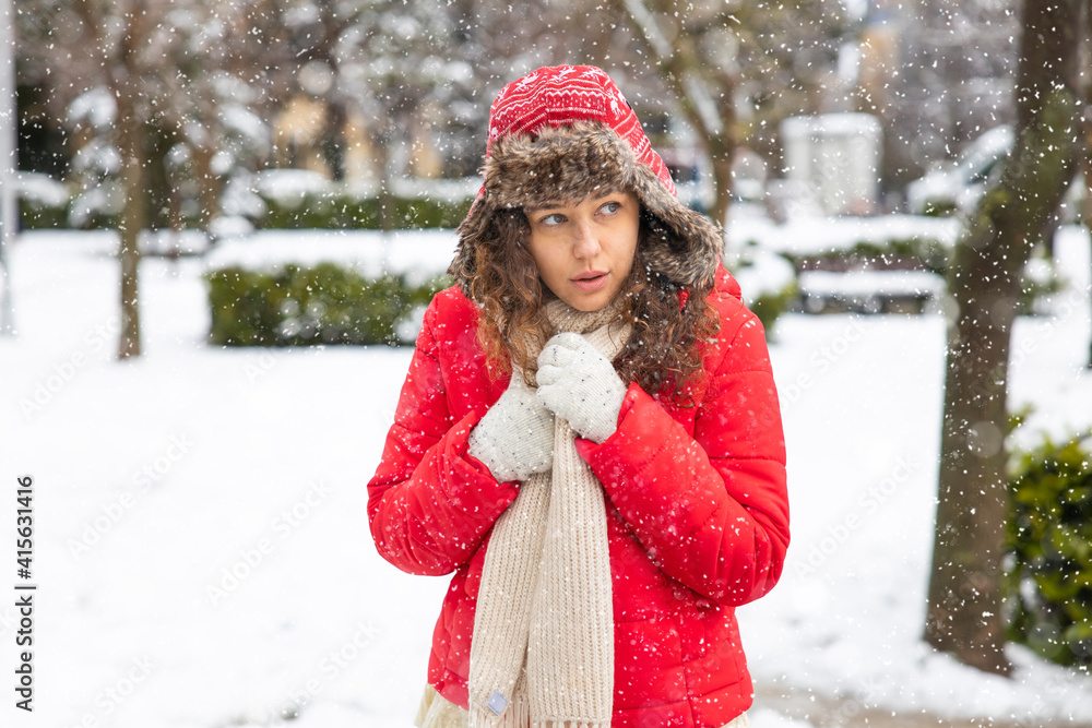 Young woman portrait on a cold winter day Young woman portrait on a cold winter day