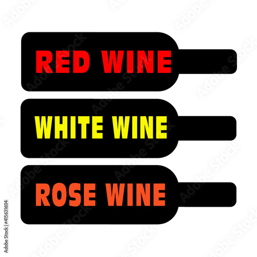 Button illustration black wine bottles red wine white wine rose wine