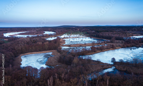 Guttau ponds lakes frozen lakes winter snow ice 1000 lakes tousand lakes grey blue sky moody mood © Thomas