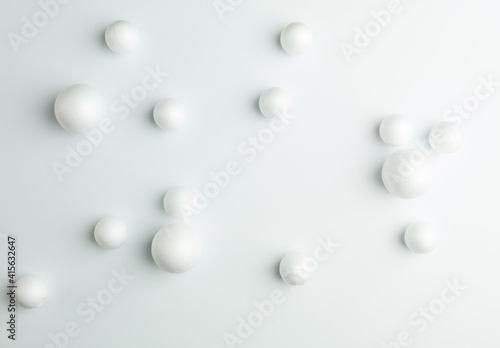 Abstract spheres background on white paper background. Soft light study with white background.