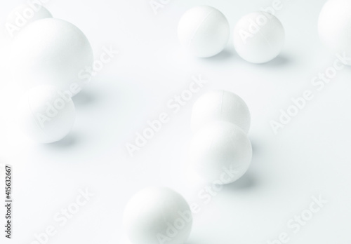 Abstract spheres background on white paper background. Soft light study with white background.