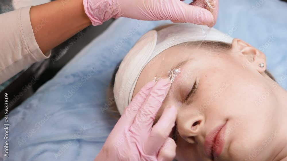 Semi-permanent makeup for eyebrows. Close-up. Microblading Semi-permanent makeup for eyebrows. Close-up. Microblading