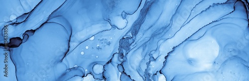 Oil Water Texture. Ink Flow Background. Blue