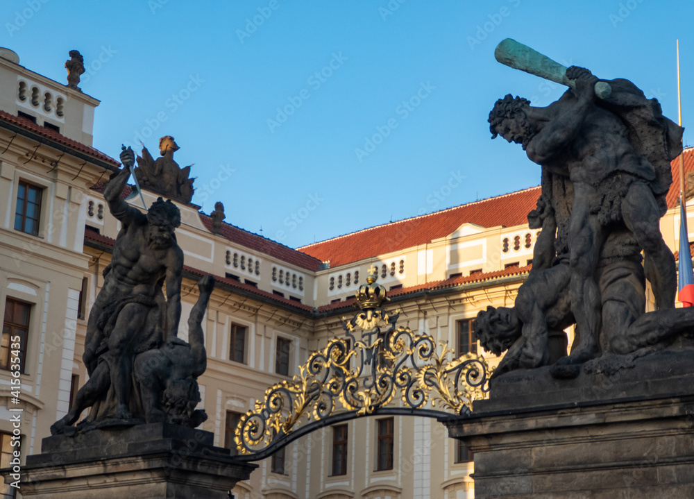 Fototapeta premium Statues at the entrance of Prague Castle