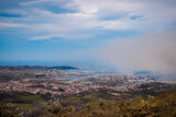 Forest fire smoke seen from the top of the Penas de Aya natural park in the Basque Country