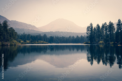 Reflecting mountains in a lake