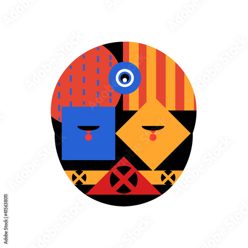 Abstract geometric face, vector illustration bauhaus mask photo