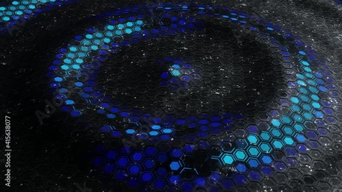 blue light wave on the metal surface of the pentagonal honeycomb mesh