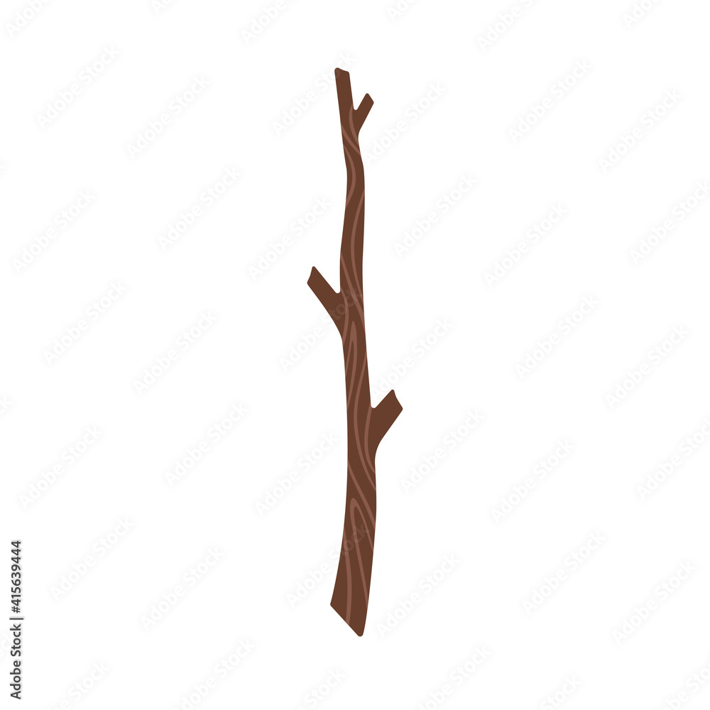 Fototapeta premium Wooden twig in flat style vector illustration