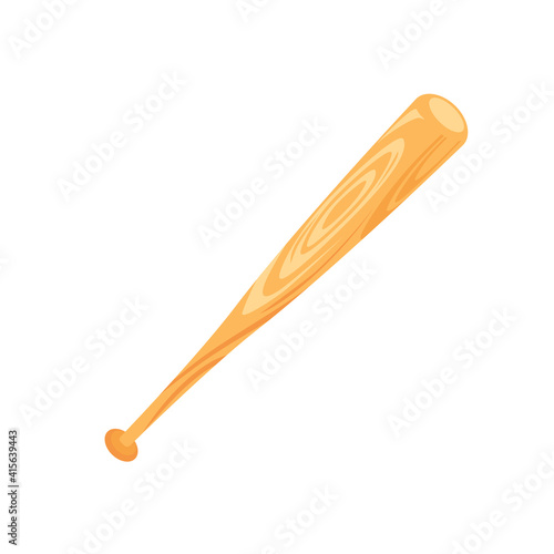 Wooden baseball bat flat design vector illustration