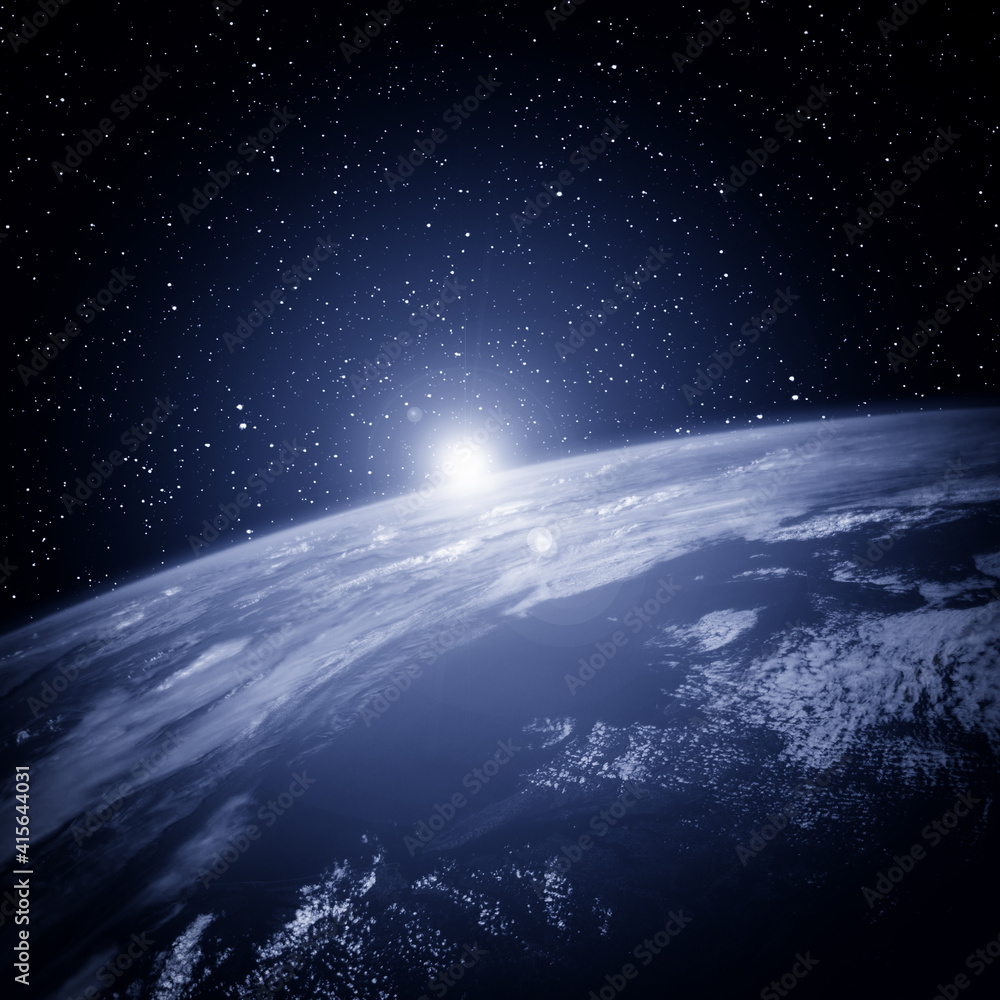 Obraz premium Earth from space during a sunrise. The elements of this image furnished by NASA.