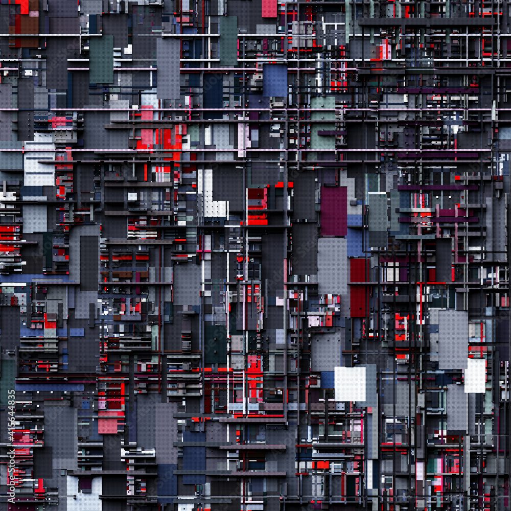 3d illustration render abstract futuristic landscape construction factory texture