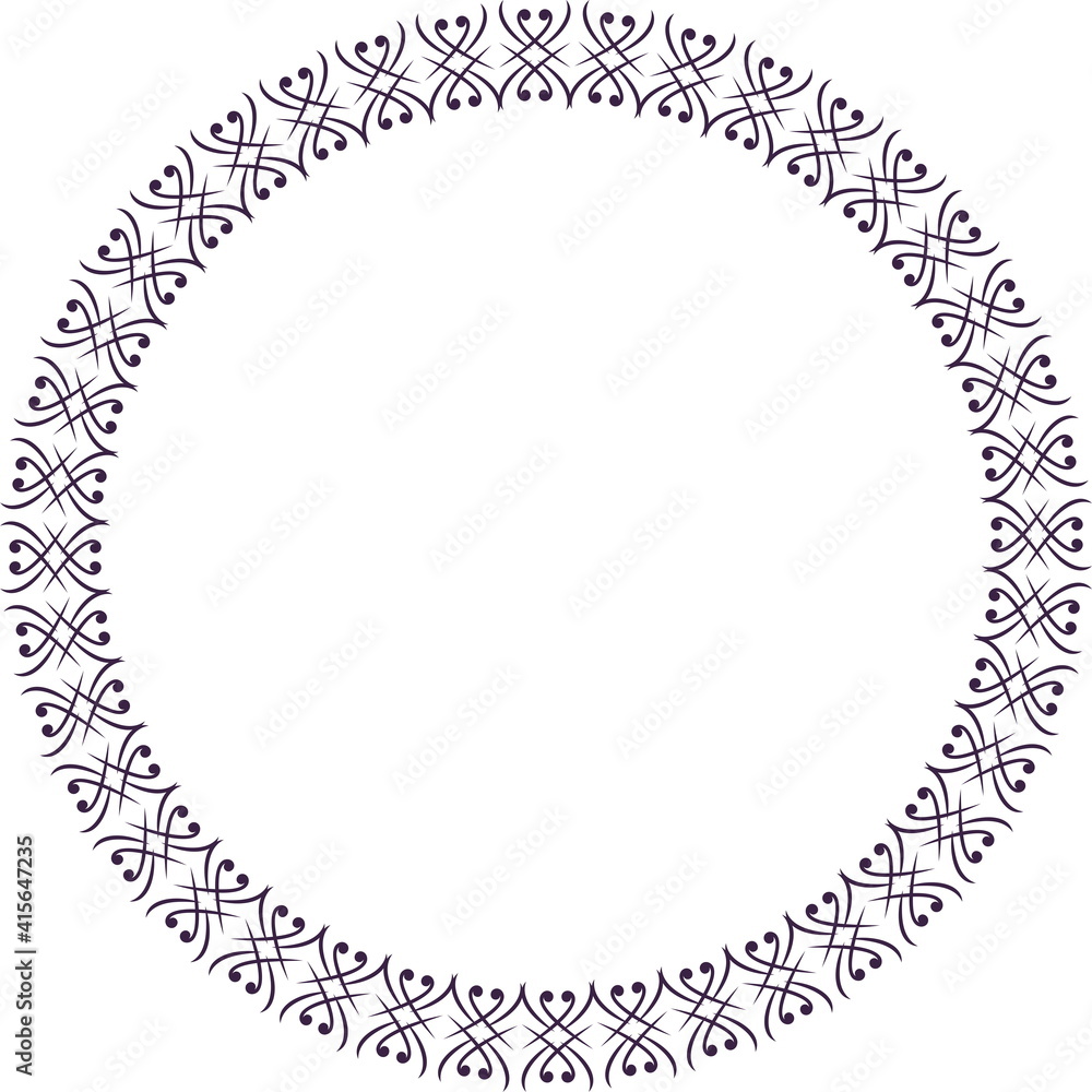 Round frame. Circle Ornamental decorative frame with openwork floral element Round frame. Circle Ornamental decorative frame with openwork floral element
