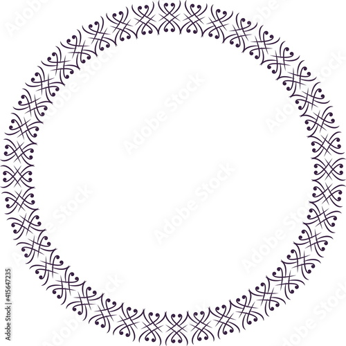 Round frame. Circle Ornamental decorative frame with openwork floral element 