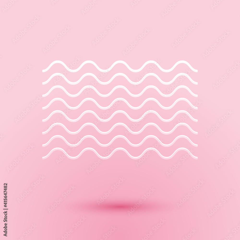 Paper cut Waves icon isolated on pink background. Paper art style. Vector. Paper cut Waves icon isolated on pink background. Paper art style. Vector.