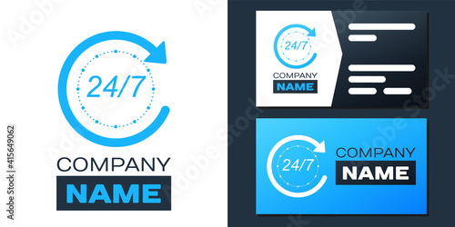 Logotype Open 24 hours a day and 7 days a week icon isolated on white background. All day cyclic icon. Logo design template element. Vector.