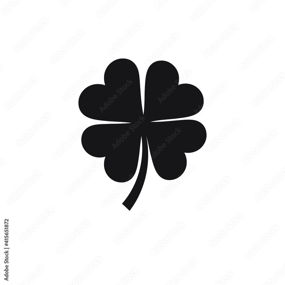 Vector flat clover shamrock isolated on green background