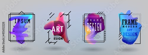 Covers templates set with graphic geometric elements. Applicable for brochures, posters, covers and banners. Vector illustrations.