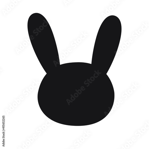 Vector flat doodle rabbit bunny face silhouette isolated on white background