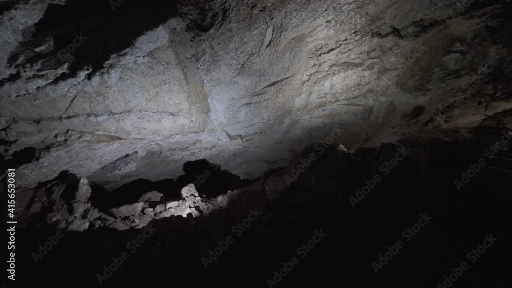 Illuminated walls of New Athos cave. Novoafonskaya, Novy Afon or New Afon Cave. Abkhazia. Illuminated walls of New Athos cave. Novoafonskaya, Novy Afon or New Afon Cave. Abkhazia.