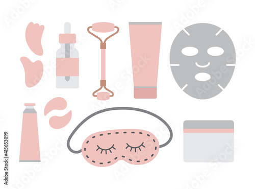 Vector set bundle of flat cosmetic isolated on white background