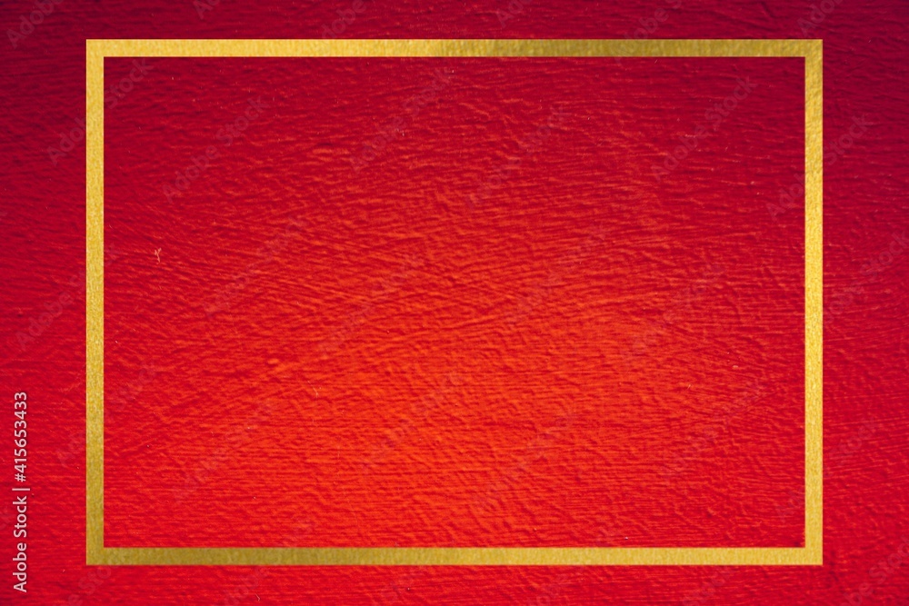 Fototapeta premium Elegant golden frame banner with red background, Luxury floral background in vintage style