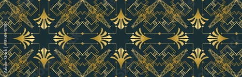 Elegant Gold And Green Art Deco Banner
