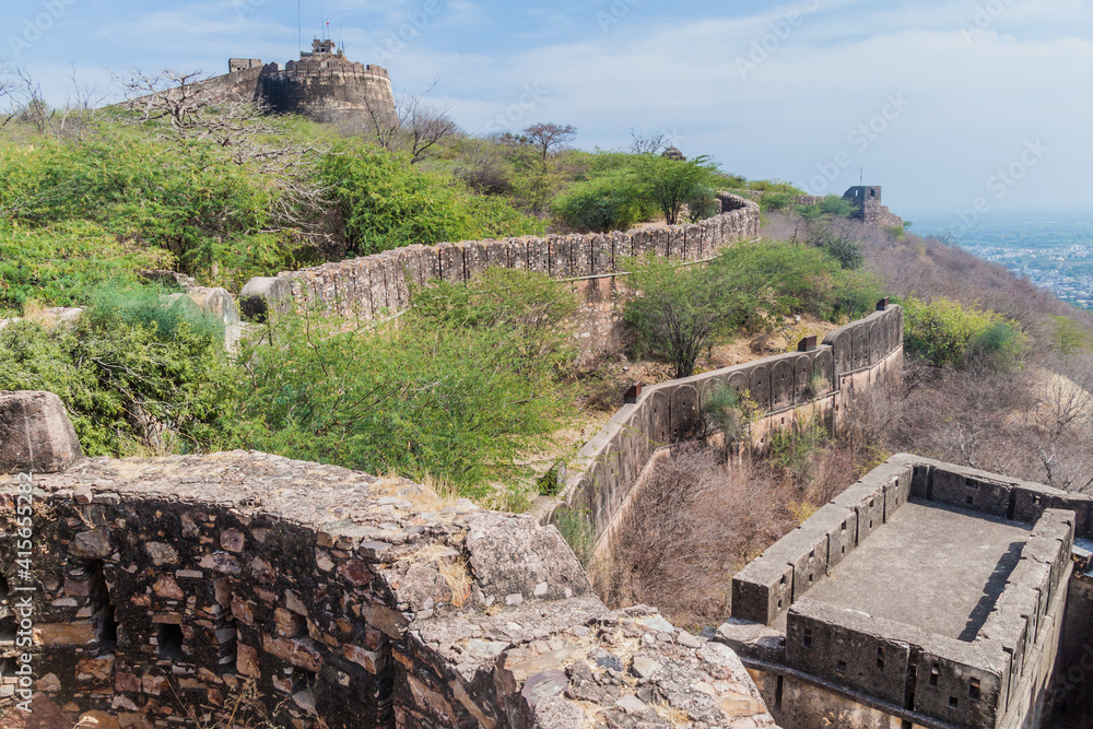 Walls of Taragarh Fort in Bundi, Rajasthan state, India