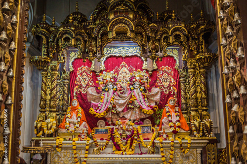 VRINDAVAN, INDIA - FEBRUARY 18, 2017: Deities in Krishna Balaram Mandir temple (Temple of ISKCON organisation) in Vrindavan, Uttar Pradesh state, India © Matyas Rehak