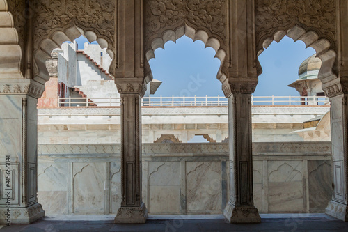 Columns of Khas Mahal at Agra Fort, Uttar Pradesh state, India photo